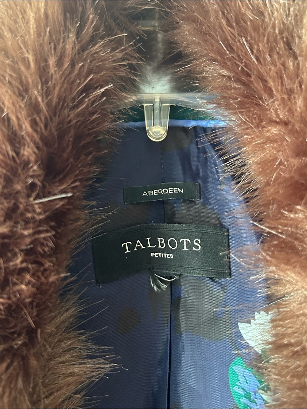 Talbots Faux Fur Collar Aberdeen Blazer Forest Green 14P - Picture 6 of 13